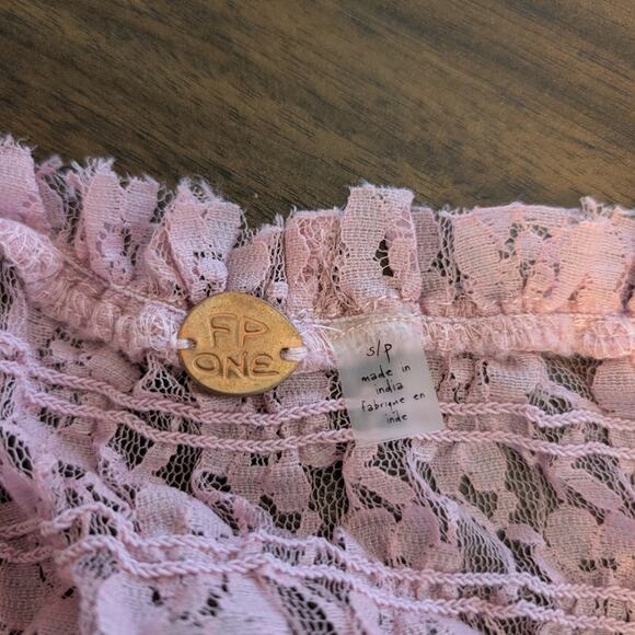 NWT Free People One Madison Pink Nectar Lace Long Sleeve Top Size S - Picture 6 of 8